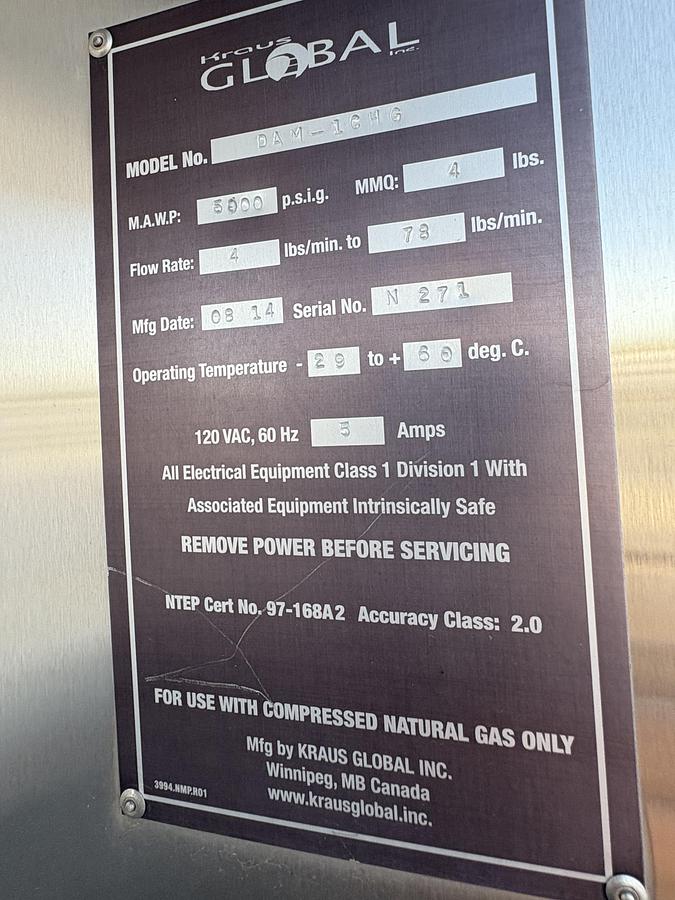 Used Krause 2 hose CNG Dispensers Model DAM 1CHG