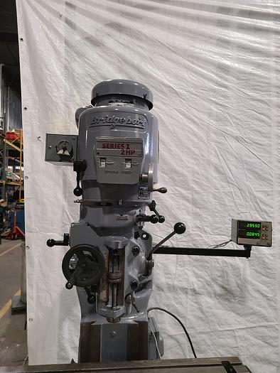 Used Bridgeport Milling Machine 2 HP Vari Speed Round Head DRO & X, Z Power Feed