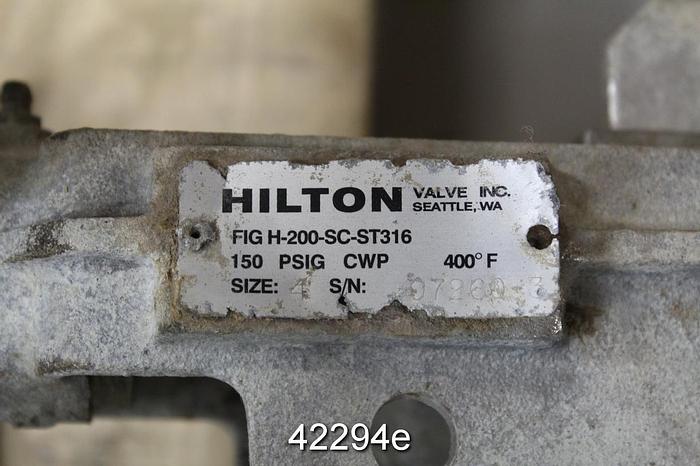 Used Hilton H-200-SC-ST316 4" Hand Operated Knife Gate Valve #42294