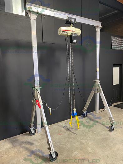 Used Vestil AHA-2-8-12 Aluminum Gantry Crane w/ Coffing JLC Hoist & CBTG Trolley