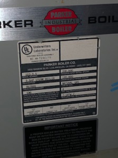 Used Parker Steam Boiler 9.5 Hp.