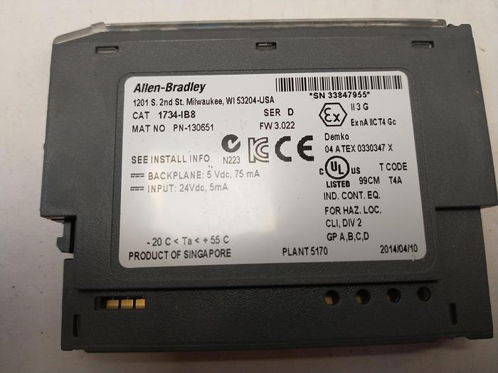 Used Allen Bradley AB 1734-IB8 Point IO 8 Point Digital Input Module GH#B1