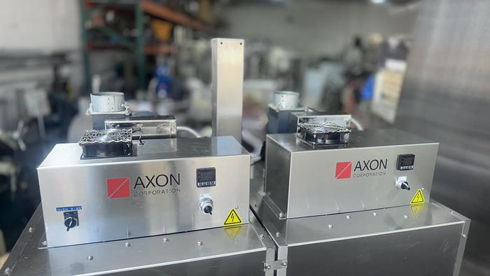 Used NECK BANDER AND SLEEVE APPLICATOR WITH HEAT TUNNEL MODEL EZ-130 BRAND: AXON IN EXCELLENT CONDITION AND READY FOR SHIPMENT