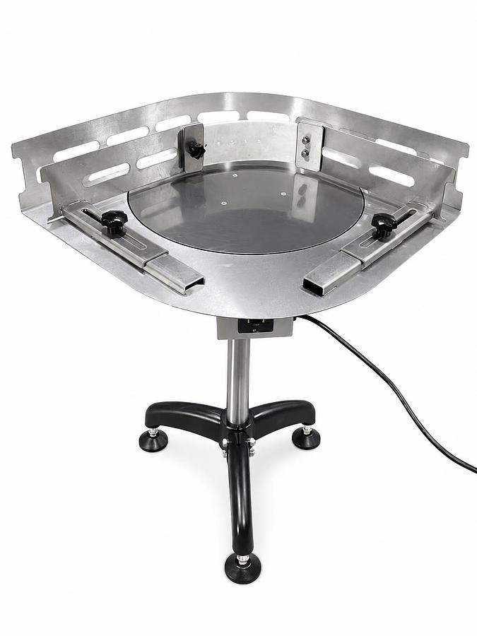 Rotary Table 18" Diameter with 90 Degree Angle with Adjustable Rails. Ideal to use as a corner (90 Degree angle) Conveyor