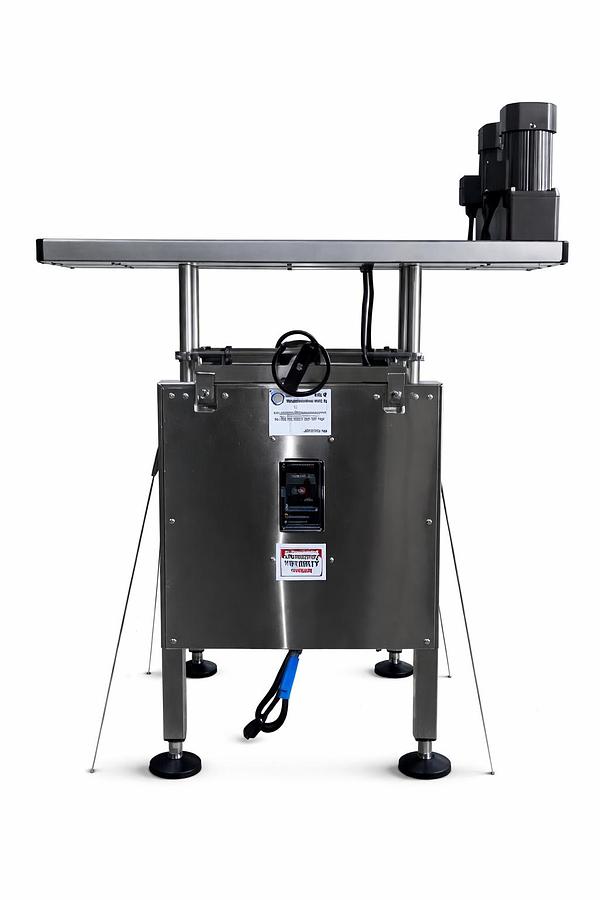 Hugger Belt Transfer Conveyor for Bottom Coding and other applications/36 inches long/ MODEL: DE 70 TOTALLY ENCLOSED BASE