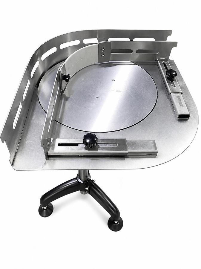 Rotary Table 18" Diameter with 90 Degree Angle with Adjustable Rails.  Ideal to use as a corner (90 Degree angle) Conveyor