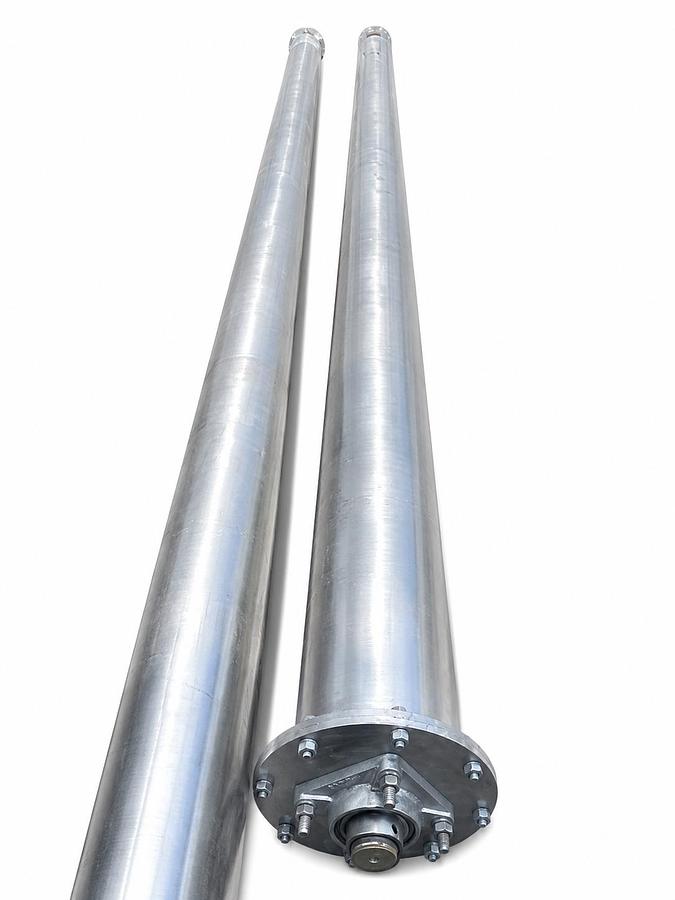 Used Two (2) 23 Feet Long By 8.5" In Diameter Screw Conveyors With Hopper And Base (Inclined)