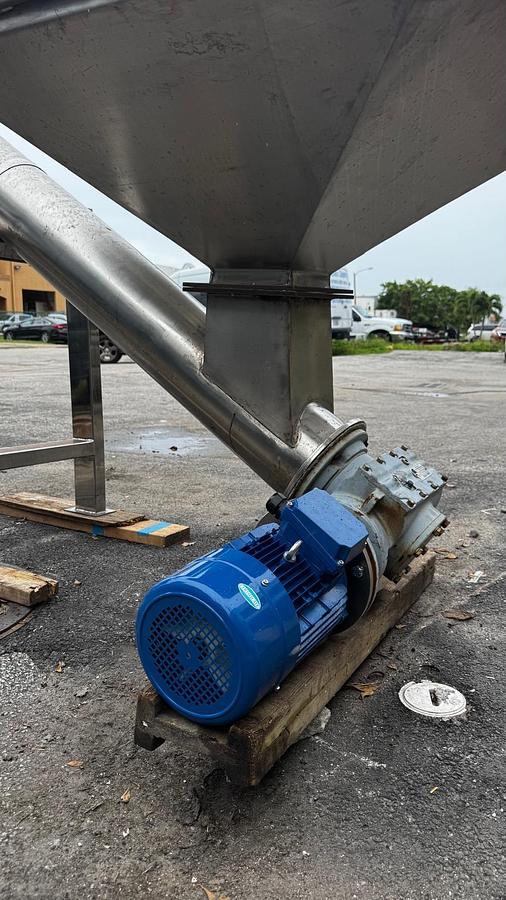 Two (2) 23 Feet Long By 8.5" In Diameter Screw Conveyors With Hopper And Base (Inclined)