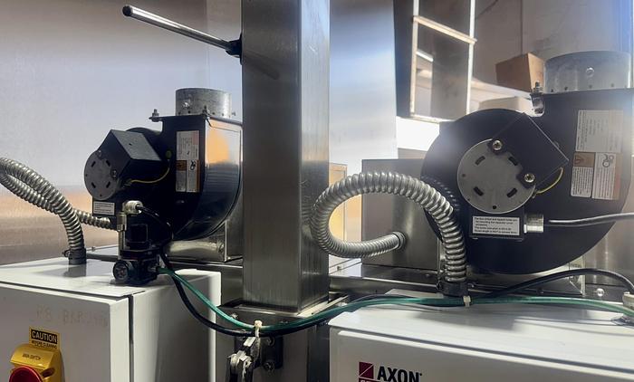 Used NECK BANDER AND SLEEVE APPLICATOR WITH HEAT TUNNEL MODEL EZ-130 BRAND: AXON IN EXCELLENT CONDITION AND READY FOR SHIPMENT