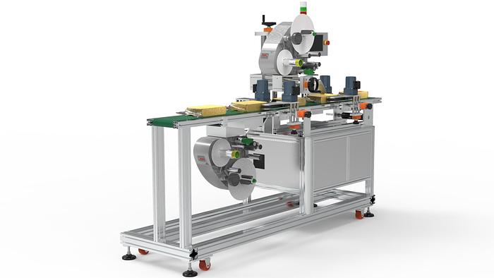 Automatic Labeling Machine for Food Trays Top and Bottom/Only Top or Only Bottom and other applications