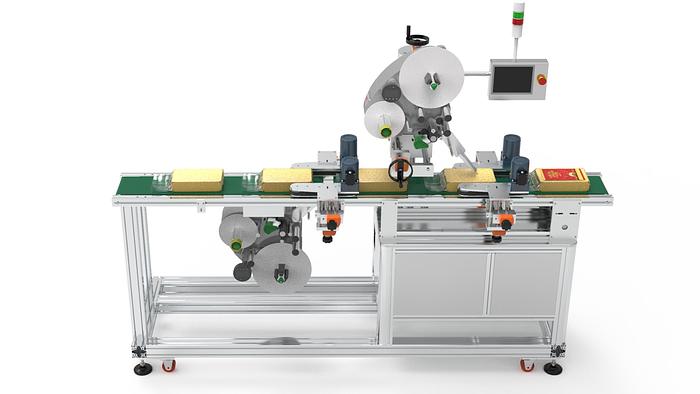 Automatic Labeling Machine for Food Trays Top and Bottom/Only Top or Only Bottom and other applications