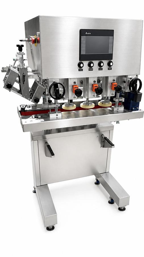 Used AUTOMATIC CAPPING MACHINE WITH ELEVATOR CAP FEEDER AND HOPPER -READY FOR SHIPMENT