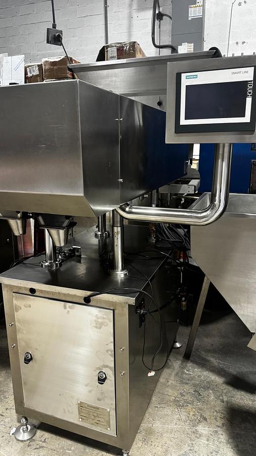 Used Automatic Counting and Dispensing Capsules and Tables Machine, Unscrambler, Adjustable Capping Machine, Induction Sealer, Bottomless Conveyor, Labeling Machine, Neck Bander/Full Sleeve Applicator w/ Heat Tunnel, Accumulation Rotary Table-READY FOR SHIPMENT