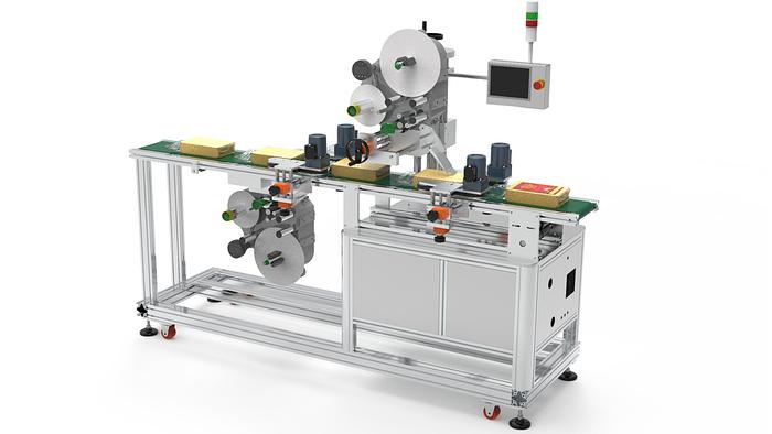 Automatic Labeling Machine for Food Trays Top and Bottom/Only Top or Only Bottom and other applications