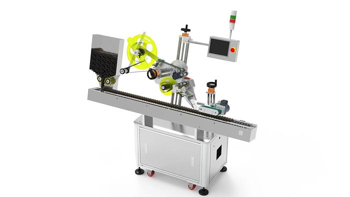 Automatic Horizontal Labeling Machine for unstable cylindrical objects such as oral liquid bottles, ampoules, reagent tube, pencil, solid glue bottles, pens, lipstick, etc.