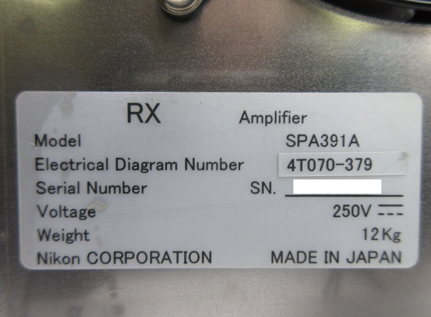 Used Nikon 4T070-379 RX Amplifier SPA391A NSR-S620D ArF Immersion Scanner Used