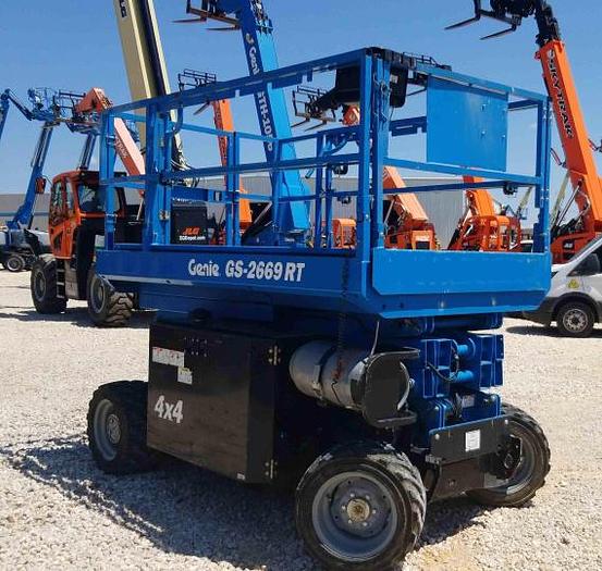 Used 2014 GENIE GS-2669 RT ROUGH TERRAIN SCISSOR LIFT, Duel Fuel