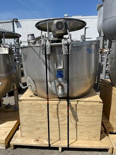 Used Mueller 300 Gallon Stainless Steel Jacketed Mixing Kettle with Sweep Agitation