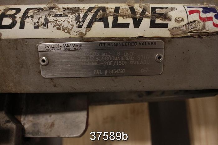 Used Fabri 6" Hand Operated Knife Gate Valve #37589