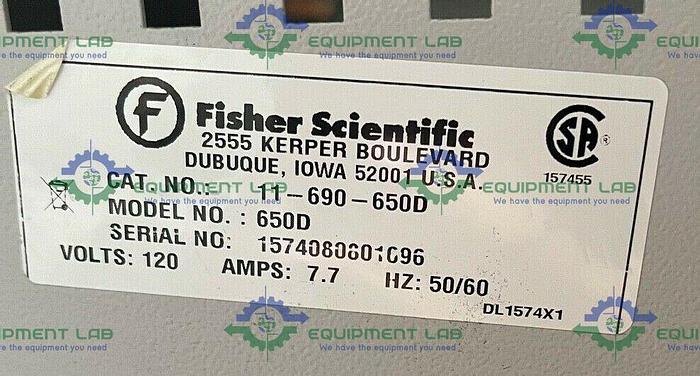 Used Fisher Scientific Isotemp 650D Incubator Oven 30°C-75°C 5.0 Cu. Ft 120V