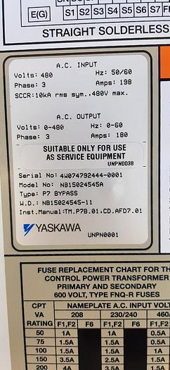 Used Motor, 150 HP, Yaskawa, Vari Speed, 3 Ph, 480 Volt #S740324