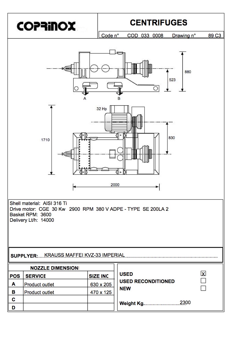 Usato Centrifuga decanter Krauss Maffei KVZ33