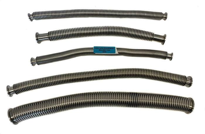 Used Corrugated Flex Hose Bellows SS, KF25, KF16, KF40 Length 18-24" Lot of 5 (8608)W