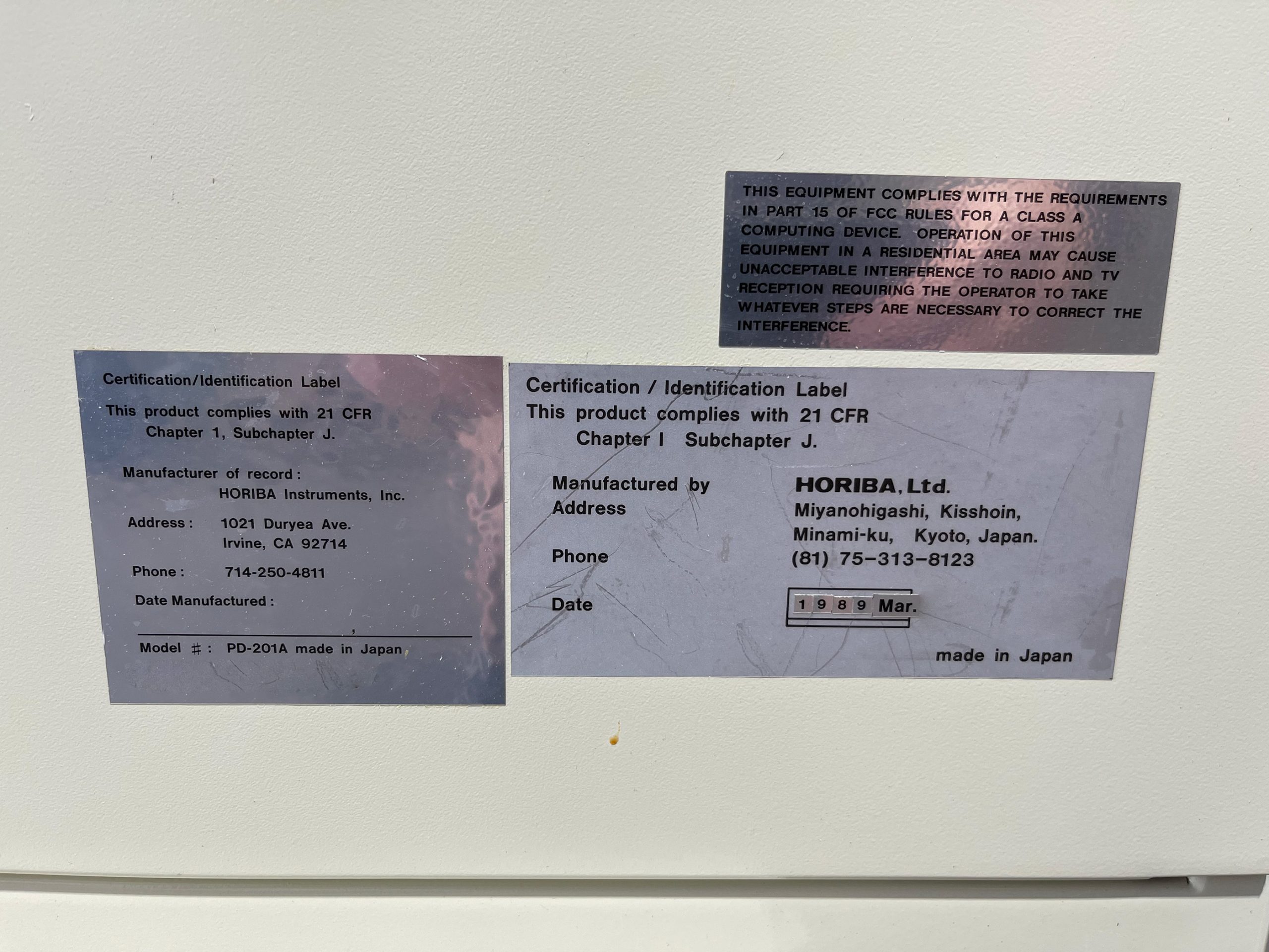 Used Horiba PD 2000 Reticle / Mask Particle Detection System