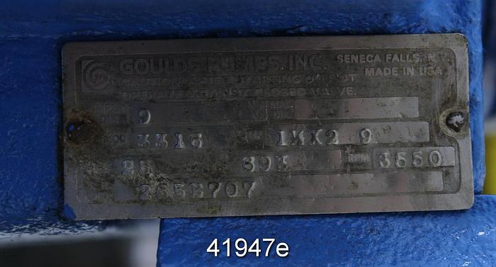 Used Goulds 3316 1.5x2x9 Split Case Pump, Two 4-Vane 9" Impellers #41947