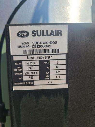 Refurbished Desiccant air Dryer Sullair 4300 cfm Heated Blower purge Twin Tower