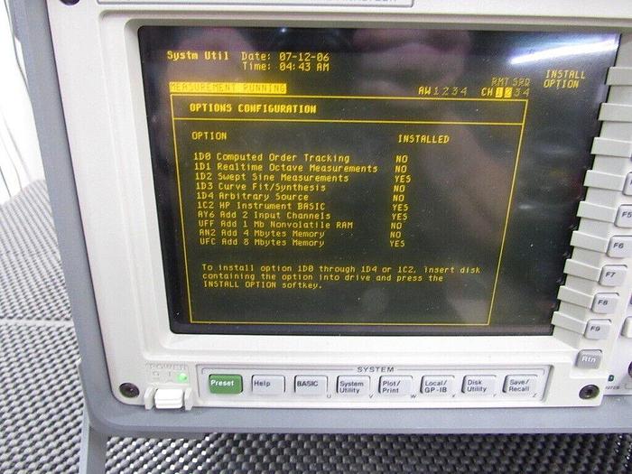 Used Agilent  35670A Dynamic Signal Analyzer FFT 4 Channels- Opt 1D2,1C2, AY6, UFC