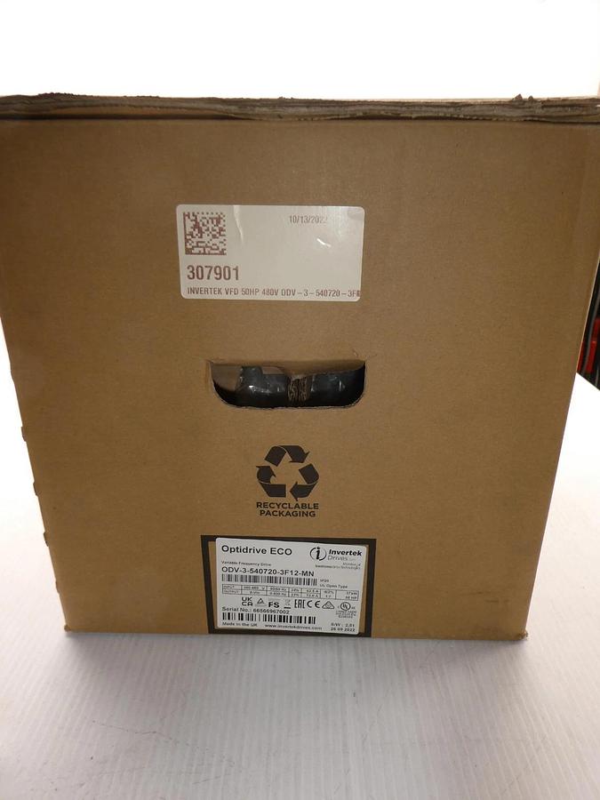 Invertek ODV-3-540720-3F12-MN 50hp 72A 380-480V 3 Phase Input/Output
