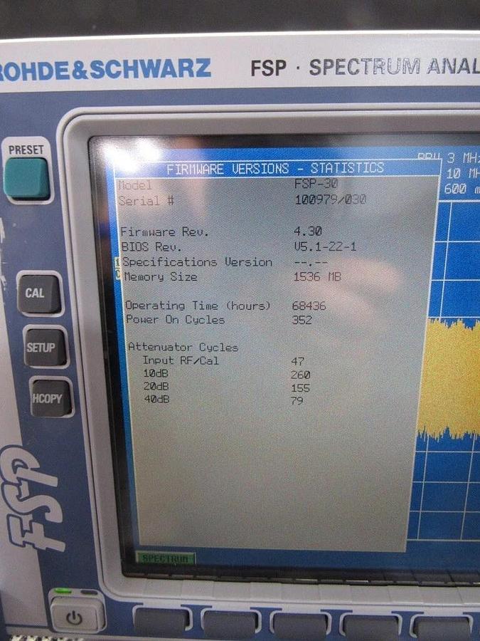 Used Rohde & Schwarz FSP30 9kHz to 30GHz Spectrum Analyser