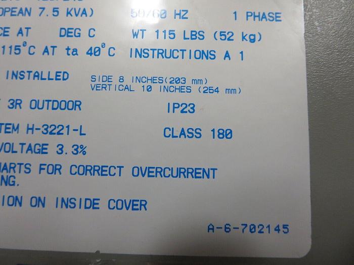 Used Acme Transformer TF-2-52794-S General Purpose Xfmr 7.5 KVA 1PH See Description