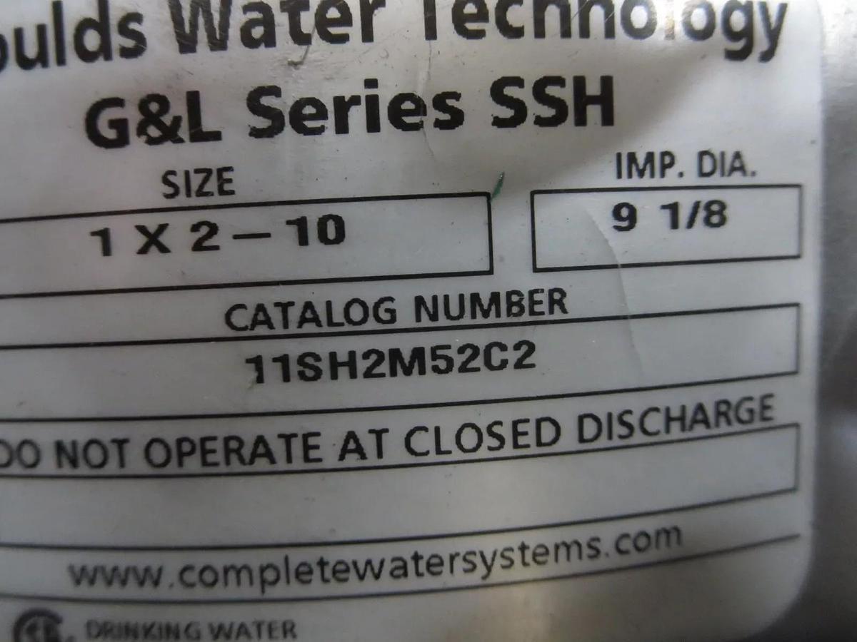 Used Baldor & Goulds H2O Tech JMM3713T & 11SH2M52C2 Wash Pump Assy.