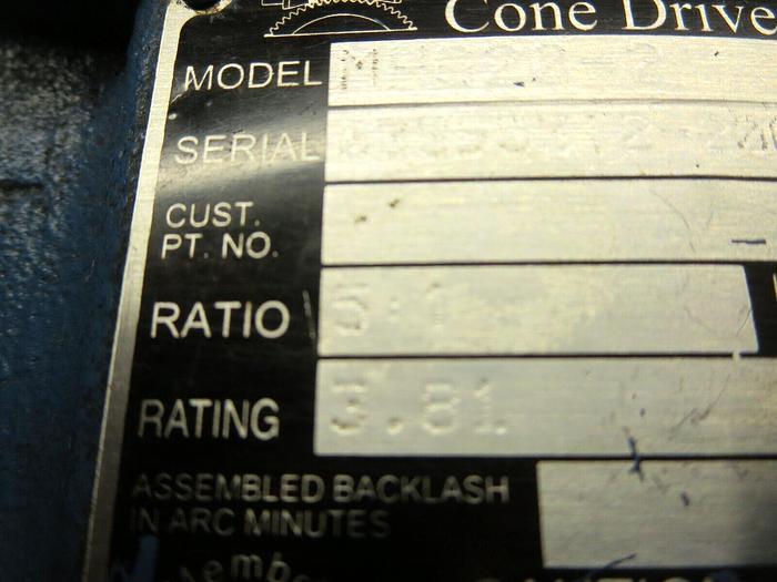 Used Cone Drive MHO 20-2 Gear Reducer Ratio 5:1 Rating 3.81 RPM 1750 SF 1