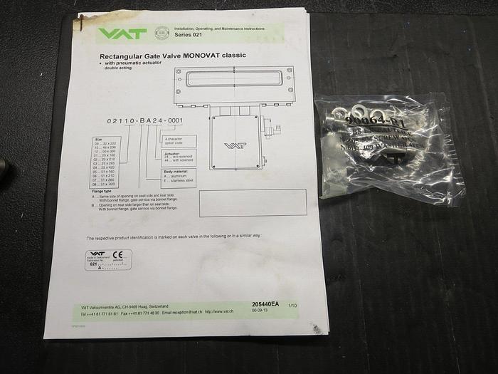 Used VAT 02110-BA24-ARR2/0023 Gate Valve & Pneum. Actuator