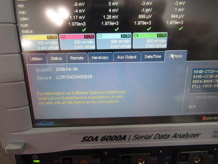 Used LeCroy  SDA-6000A Memory XL Serial Data Analyzer Dual 20 Gs/s Quad 1o Gs/s