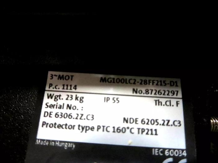 Used Grundfos MG100LC-2 Motor Electric 3.0KW 380-415DV 50HZ B05