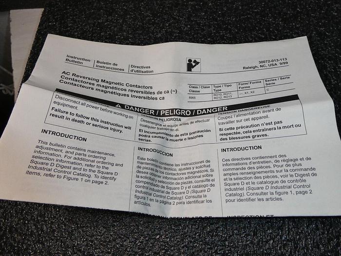 Used Square D AC Reversing Hoist Contactor 8965R010V01