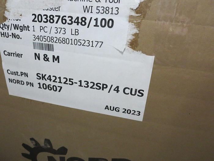 Used Nord 10607 Helical Bevel GearMotor Gearbox 7.5HP 3PH 200-460VAC