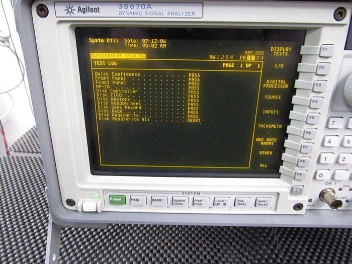 Used Agilent  35670A Dynamic Signal Analyzer FFT 4 Channels- Opt 1D2,1C2, AY6, UFC