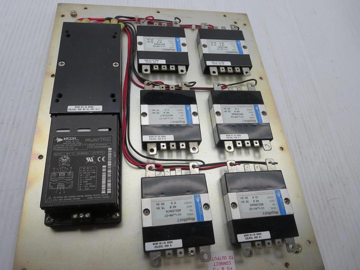 Used Vicor VI-LU4-CU-CC "FlatPac" Pwr Supply W/6 "MegaMod jr" Modules See Description