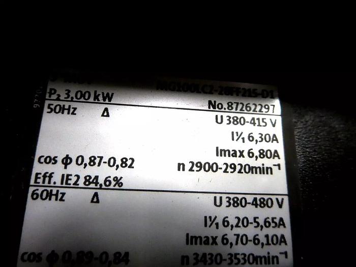 Used Grundfos MG100LC-2 Motor Electric 3.0KW 380-415DV 50HZ B05