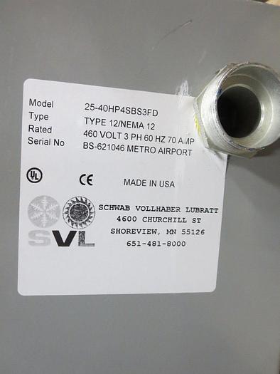 Used Schwab Vollhaber Lubratt W/Hubbell Wiegmann 25-40HP4SBS3FD Fused Disconnect
