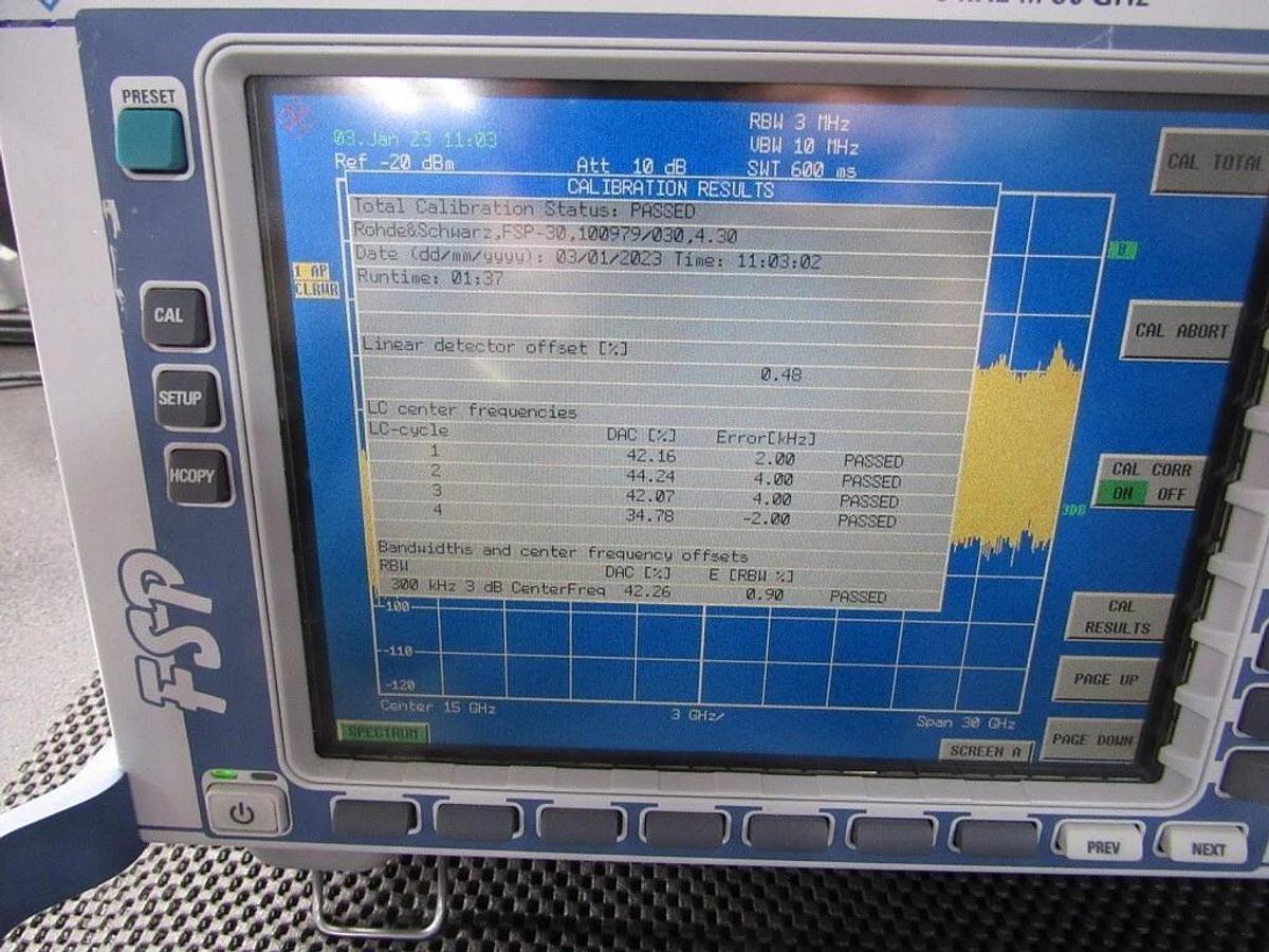 Used Rohde & Schwarz FSP30 9kHz to 30GHz Spectrum Analyser