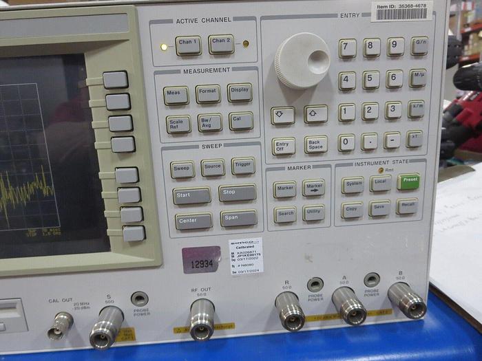 Used Hewlett-Packard  4396B Network Spectrum Analyzer Powers On Cal'd Thru 03/17/2024