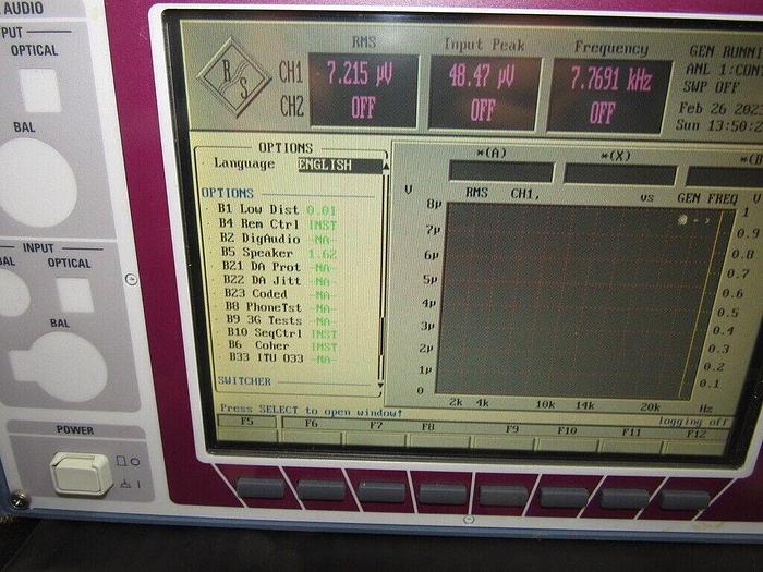 Used Rohde & Schwarz  UPL (1078.2008.05) B1, B4, B5, B6, B10 Audio Analyzer DC 110KHZ
