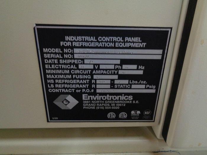 Used ENVIROTRONICS ET8-1-1.5 TEMPERATURE CHAMBER -35C to +170C air cooled compressor