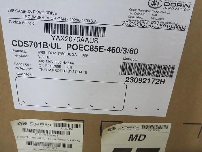 Used Dorin  CDS701B/UL (313128) Compressor CO2S 7HP 460V/3PH/60HZ